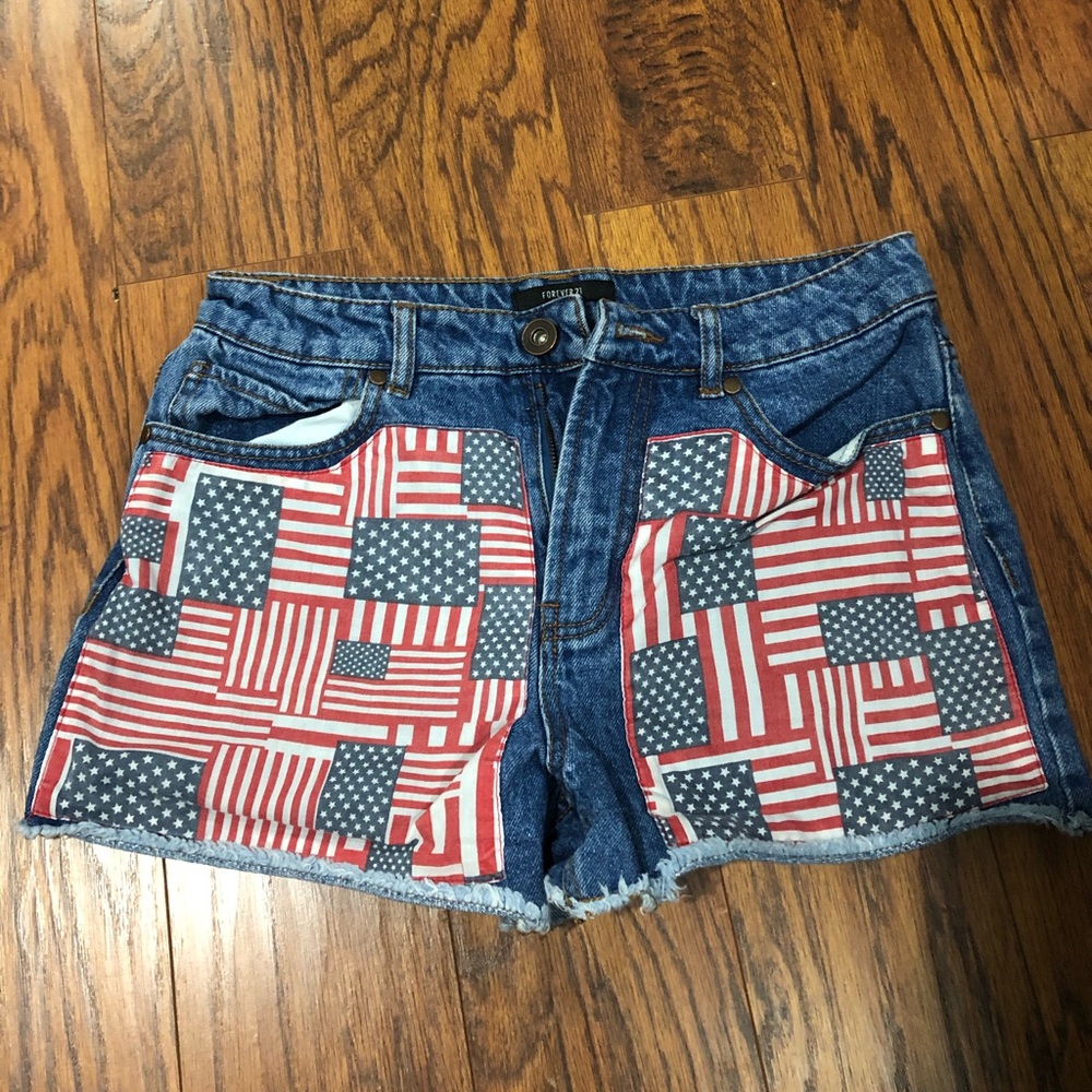 F21 american flag Hugh waist shorts